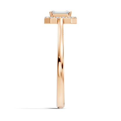Emerald Cut Lab-Grown Diamond Halo Solitaire Ring - HIGHCARAT DIAMONDS