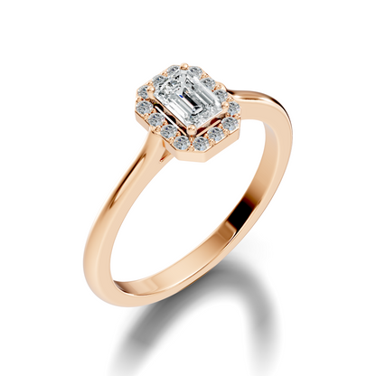 Emerald Cut Lab-Grown Diamond Halo Solitaire Ring - HIGHCARAT DIAMONDS