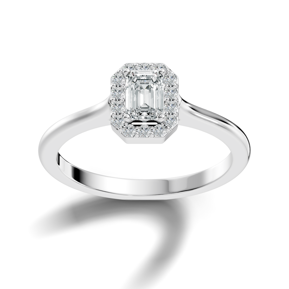 Emerald Cut Lab-Grown Diamond Halo Solitaire Ring - HIGHCARAT DIAMONDS
