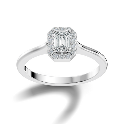 Emerald Cut Lab-Grown Diamond Halo Solitaire Ring - HIGHCARAT DIAMONDS