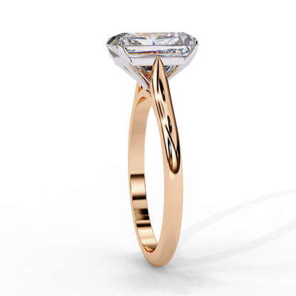 Minimal emerald cut lab grown diamond engagement ring in white gold