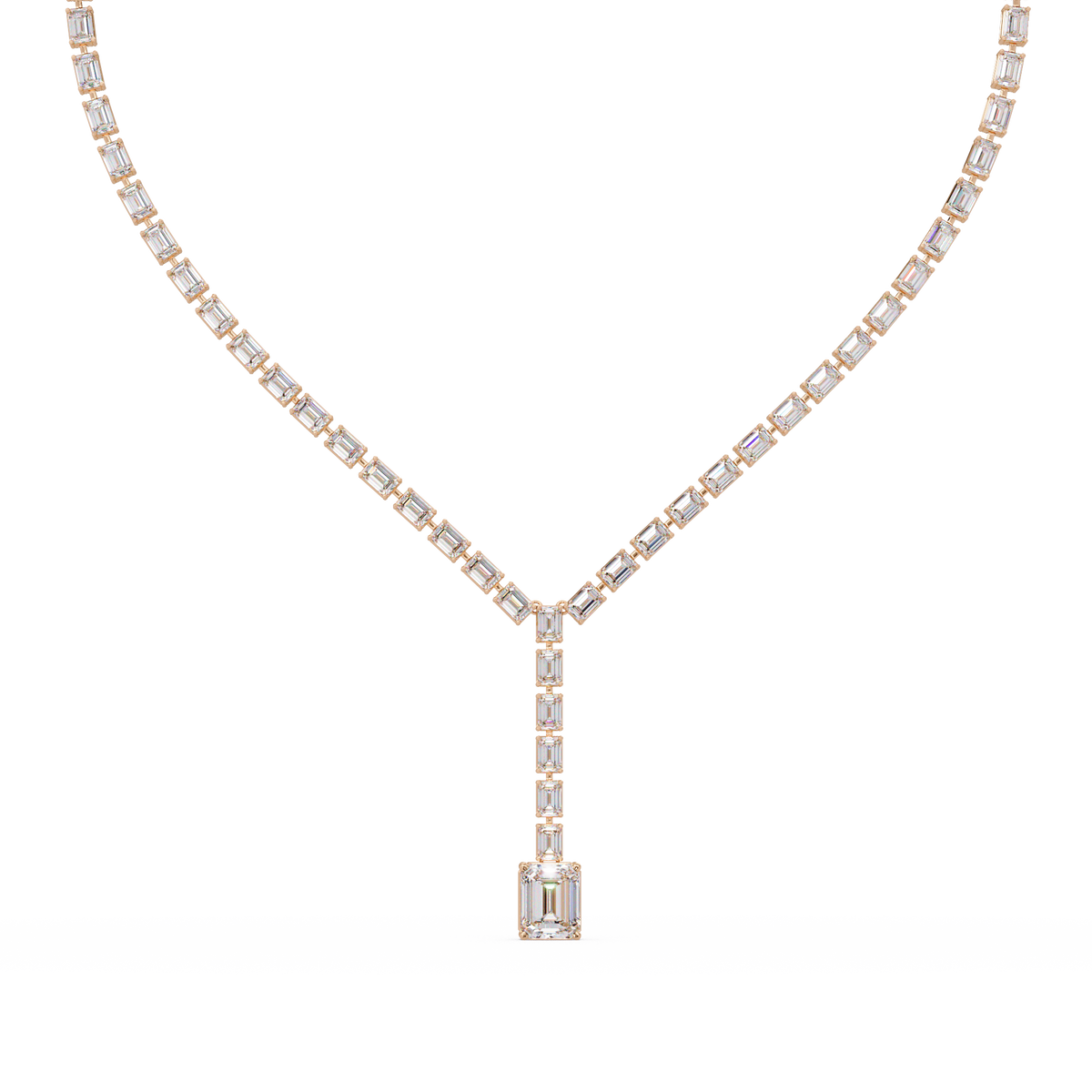 Emerald Cut Lab Grown Tennis Diamond Necklace - HIGHCARAT DIAMONDS