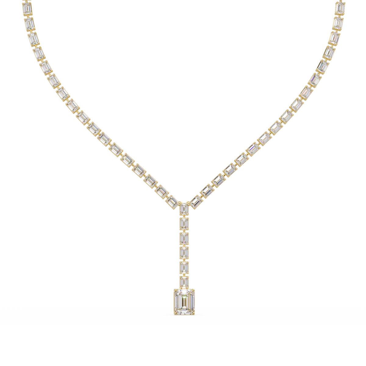 Emerald Cut Lab Grown Tennis Diamond Necklace - HIGHCARAT DIAMONDS