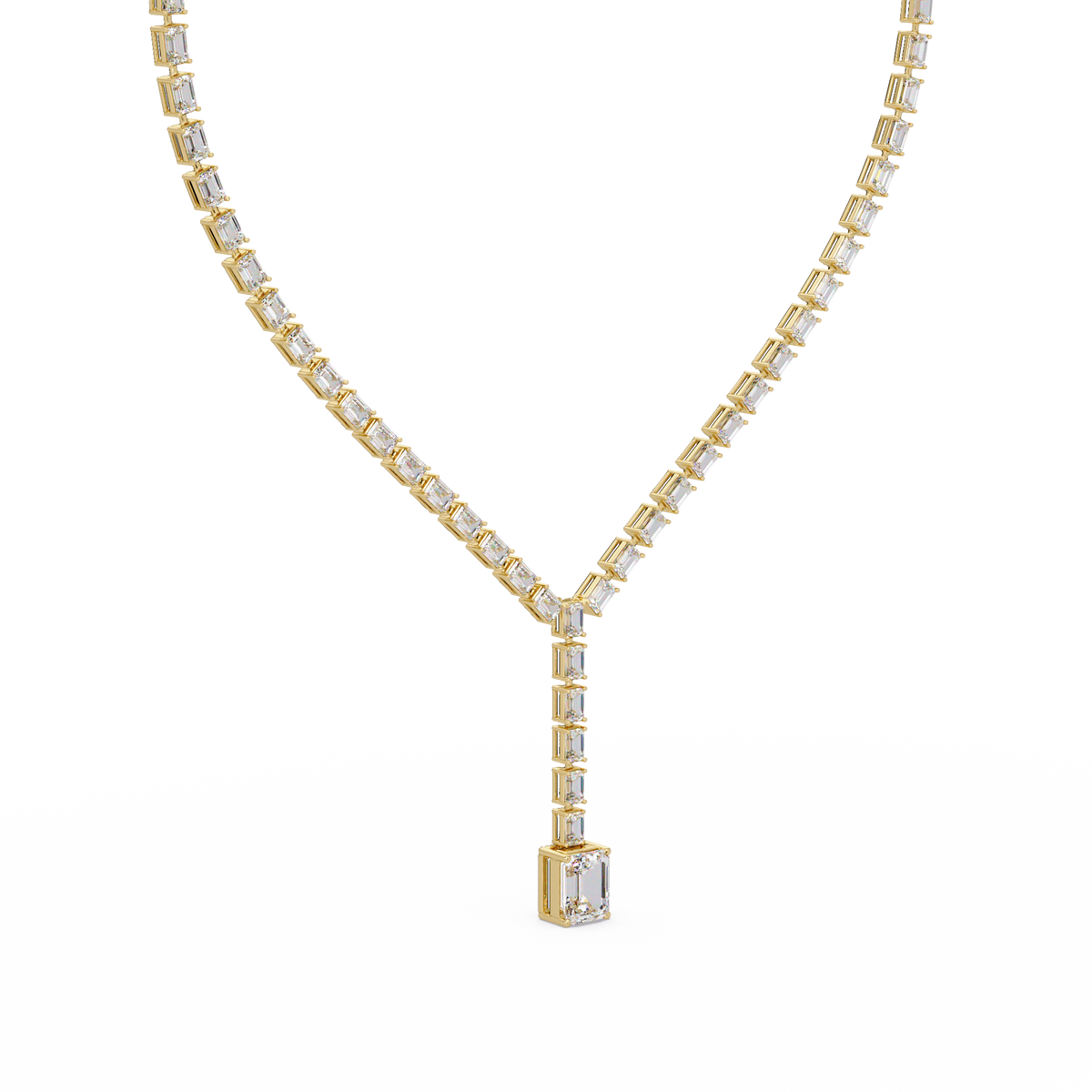 Emerald Cut Lab Grown Tennis Diamond Necklace - HIGHCARAT DIAMONDS