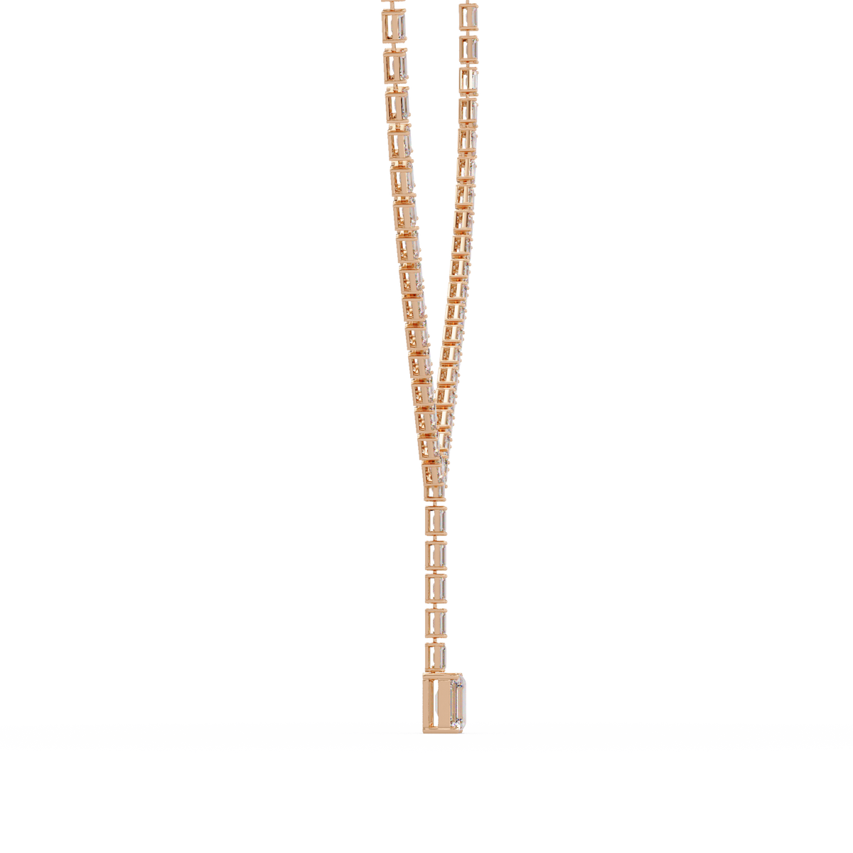 Emerald Cut Lab Grown Tennis Diamond Necklace - HIGHCARAT DIAMONDS