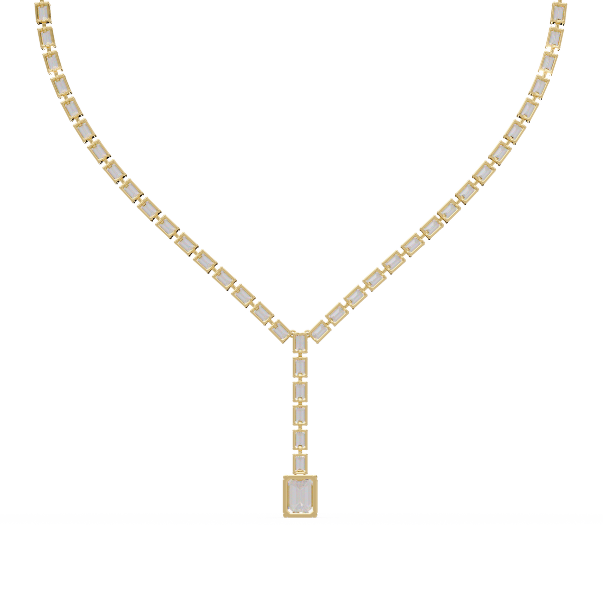 Emerald Cut Lab Grown Tennis Diamond Necklace - HIGHCARAT DIAMONDS
