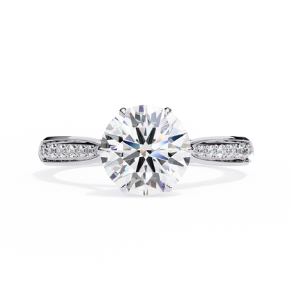 Emerald Cut Lab grown Diamond Halo Accented Engagement Ring - HIGHCARAT DIAMONDS