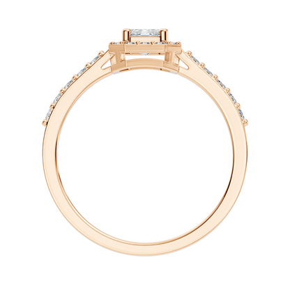 Emerald Cut Lab grown Diamond Halo Accented Engagement Ring - HIGHCARAT DIAMONDS