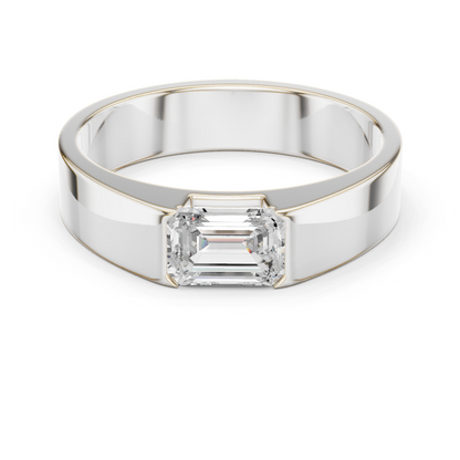 1 stone Solitaire Emerald Shapes Lab Grown Diamond For stunning Elegance Men's Ring - HIGHCARAT DIAMONDS