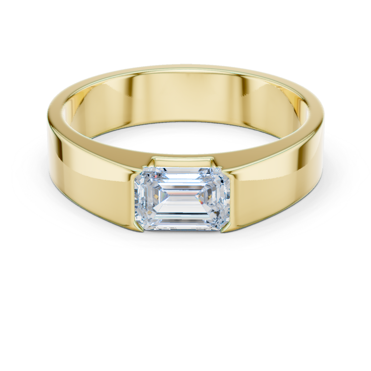 1 stone Solitaire Emerald Shapes Lab Grown Diamond For stunning Elegance Men's Ring - HIGHCARAT DIAMONDS