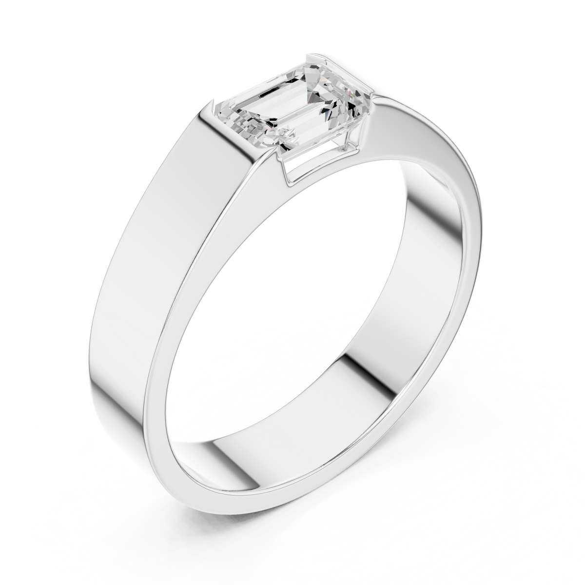 1 stone Solitaire Emerald Shapes Lab Grown Diamond For stunning Elegance Men's Ring - HIGHCARAT DIAMONDS