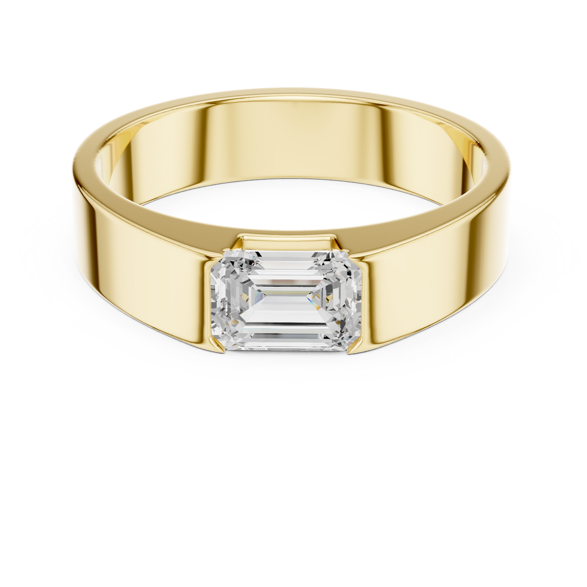 1 stone Solitaire Emerald Shapes Lab Grown Diamond For stunning Elegance Men's Ring - HIGHCARAT DIAMONDS