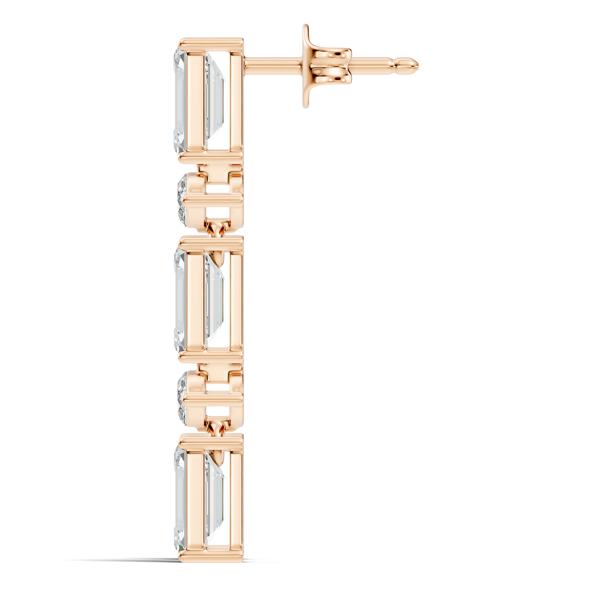 Marquise And Emerald Cut Labgrown Diamond Linear Drop Dangling Earring Classic Elegance For Her - HIGHCARAT DIAMONDS