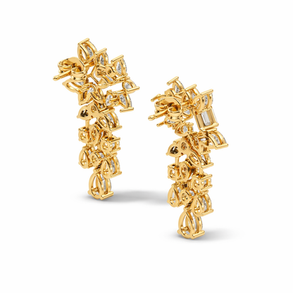3.42 Carat Lab-Grown Pear & Round Diamond Cluster Earrings for Women Perfect Party Wear - HIGHCARAT DIAMONDS