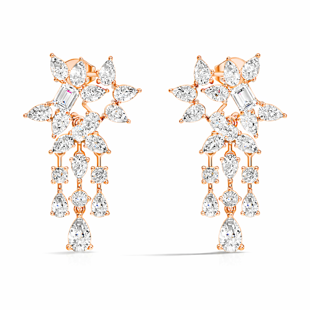 3.42 Carat Lab-Grown Pear & Round Diamond Cluster Earrings for Women Perfect Party Wear - HIGHCARAT DIAMONDS