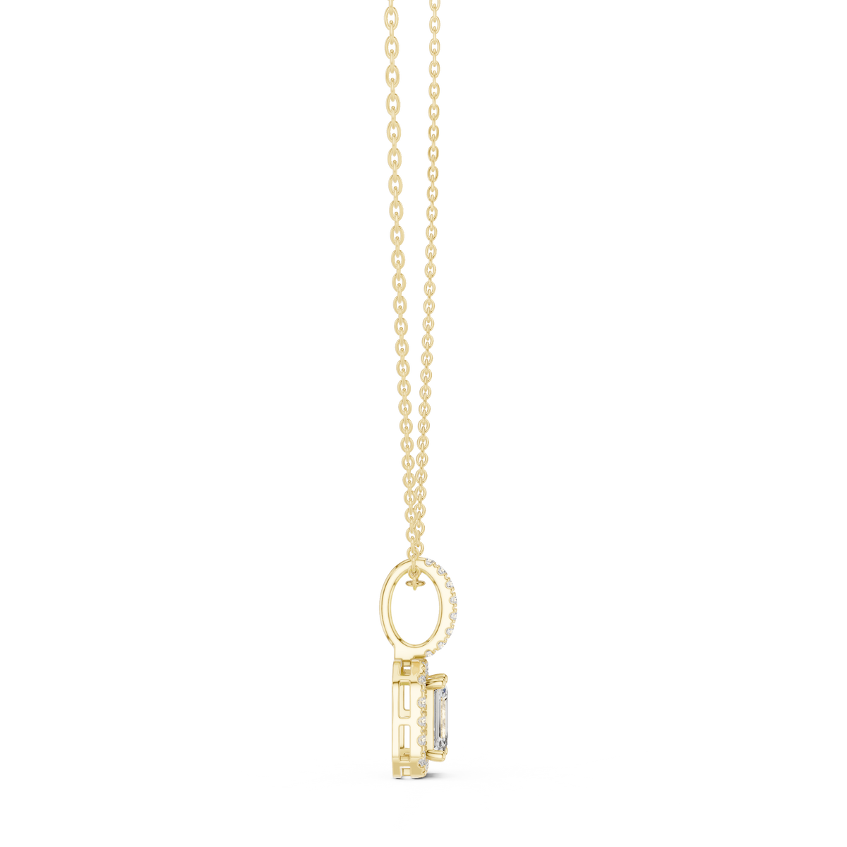 Emerald & Round  Shape Lab Grown Minimalist Sparkling Diamond Pendant For Her - HIGHCARAT DIAMONDS