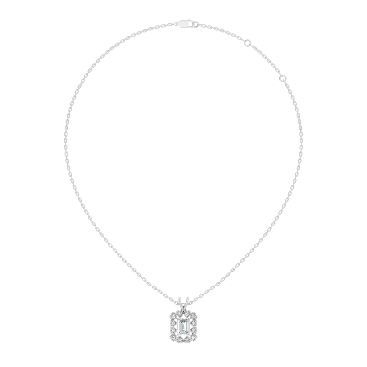 0.86 Ct Emerald Cut Lab-Grown Diamond Pendant Stylish Round Diamond For Her - HIGHCARAT DIAMONDS