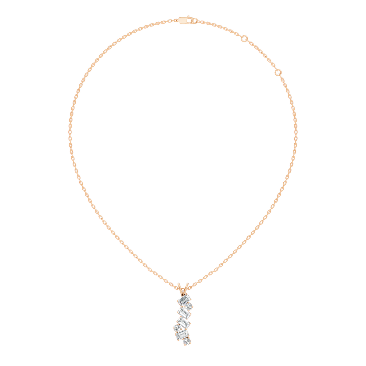 Emerald & Round Cut Lab Grown Diamond Vertical Pendant - HIGHCARAT DIAMONDS