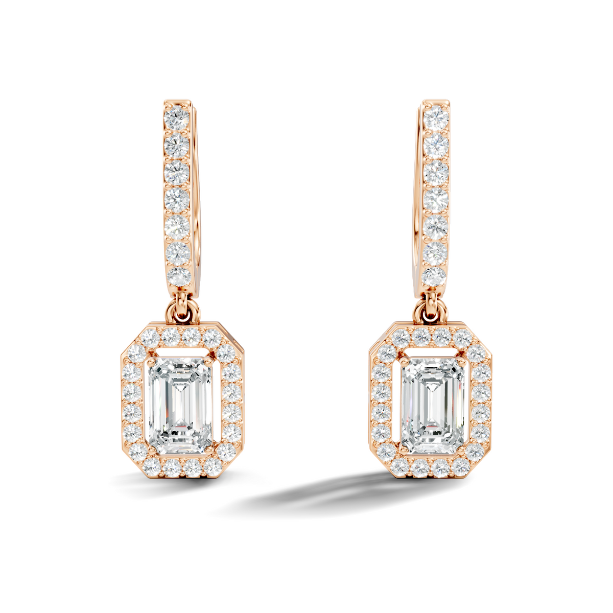 Stunnig 2.47 Ct Round & Emerald Shape Lab Grown Diamond Hoop Earrings For Party Wear Look - HIGHCARAT DIAMONDS