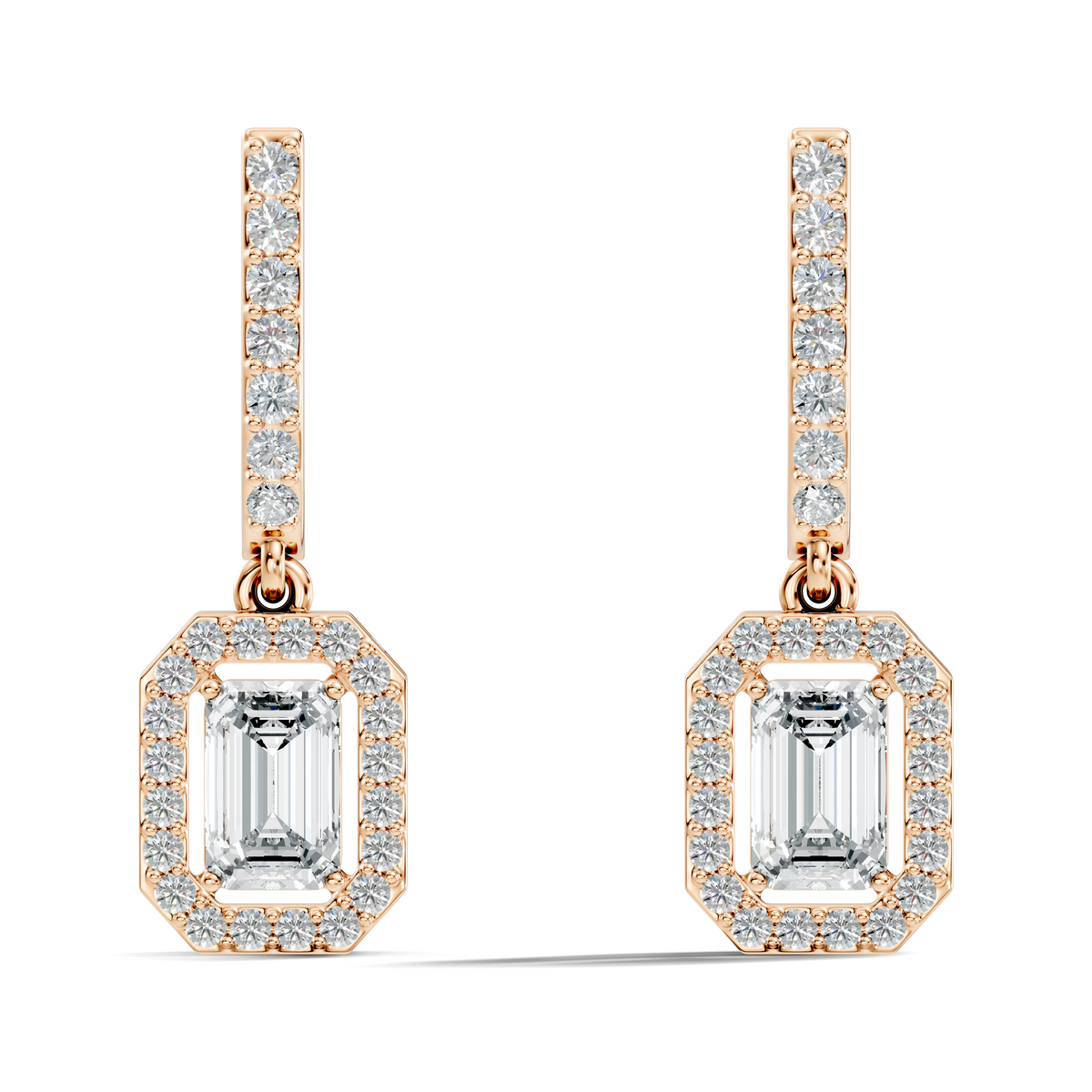 Stunnig 2.47 Ct Round & Emerald Shape Lab Grown Diamond Hoop Earrings For Party Wear Look - HIGHCARAT DIAMONDS