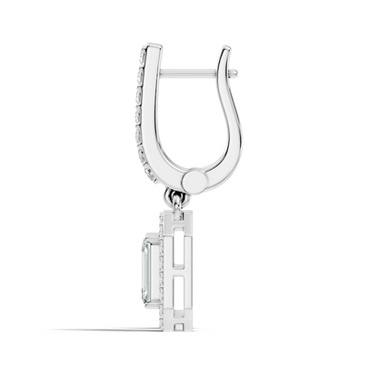 Stunnig 2.47 Ct Round & Emerald Shape Lab Grown Diamond Hoop Earrings For Party Wear Look - HIGHCARAT DIAMONDS