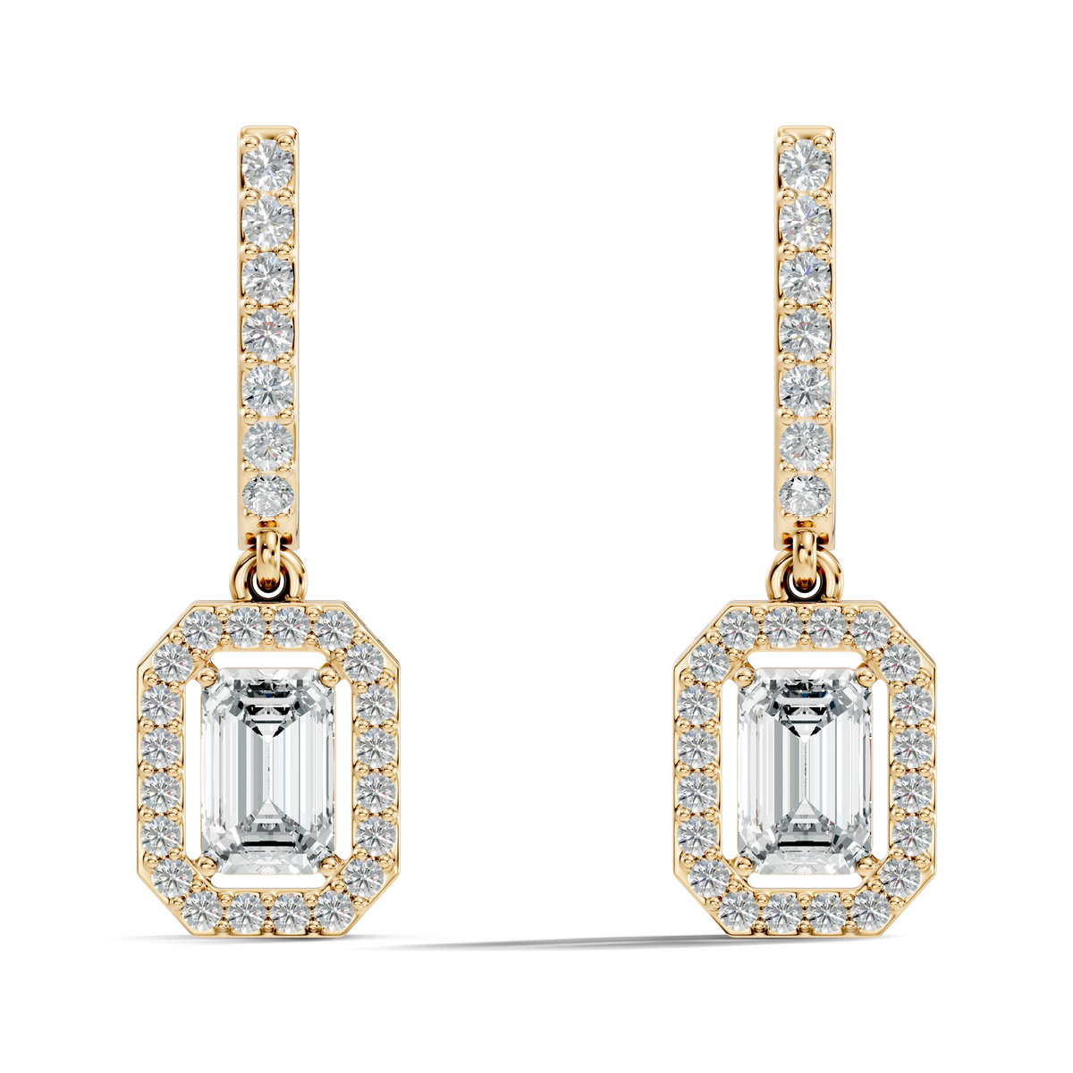 Stunnig 2.47 Ct Round & Emerald Shape Lab Grown Diamond Hoop Earrings For Party Wear Look - HIGHCARAT DIAMONDS