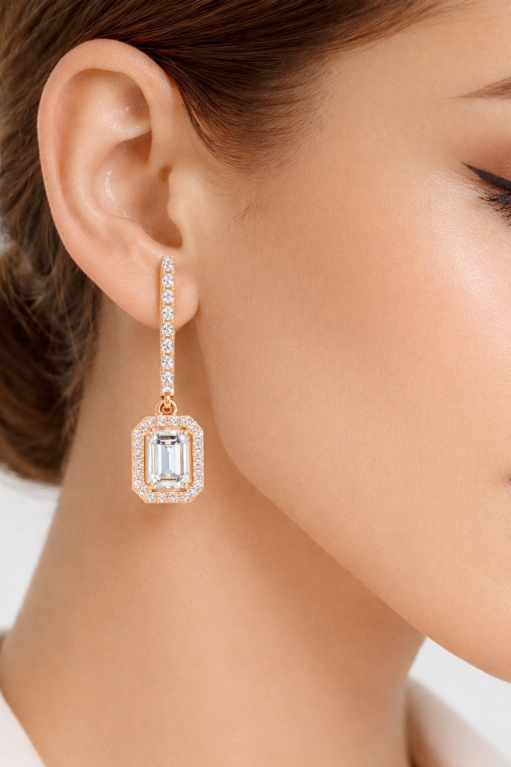 Stunnig 2.47 Ct Round & Emerald Shape Lab Grown Diamond Hoop Earrings For Party Wear Look - HIGHCARAT DIAMONDS #wearthelook