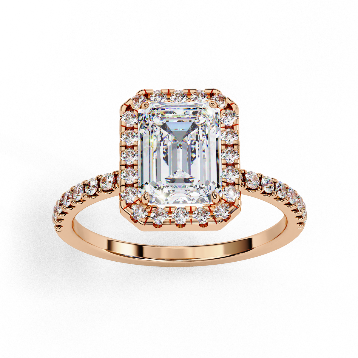 Emerald and Round Cut 2.02 Ct  Lab Grown Diamond Art Deco Cluster Delicate Style Engagement Ring Gift for Her - HIGHCARAT DIAMONDS