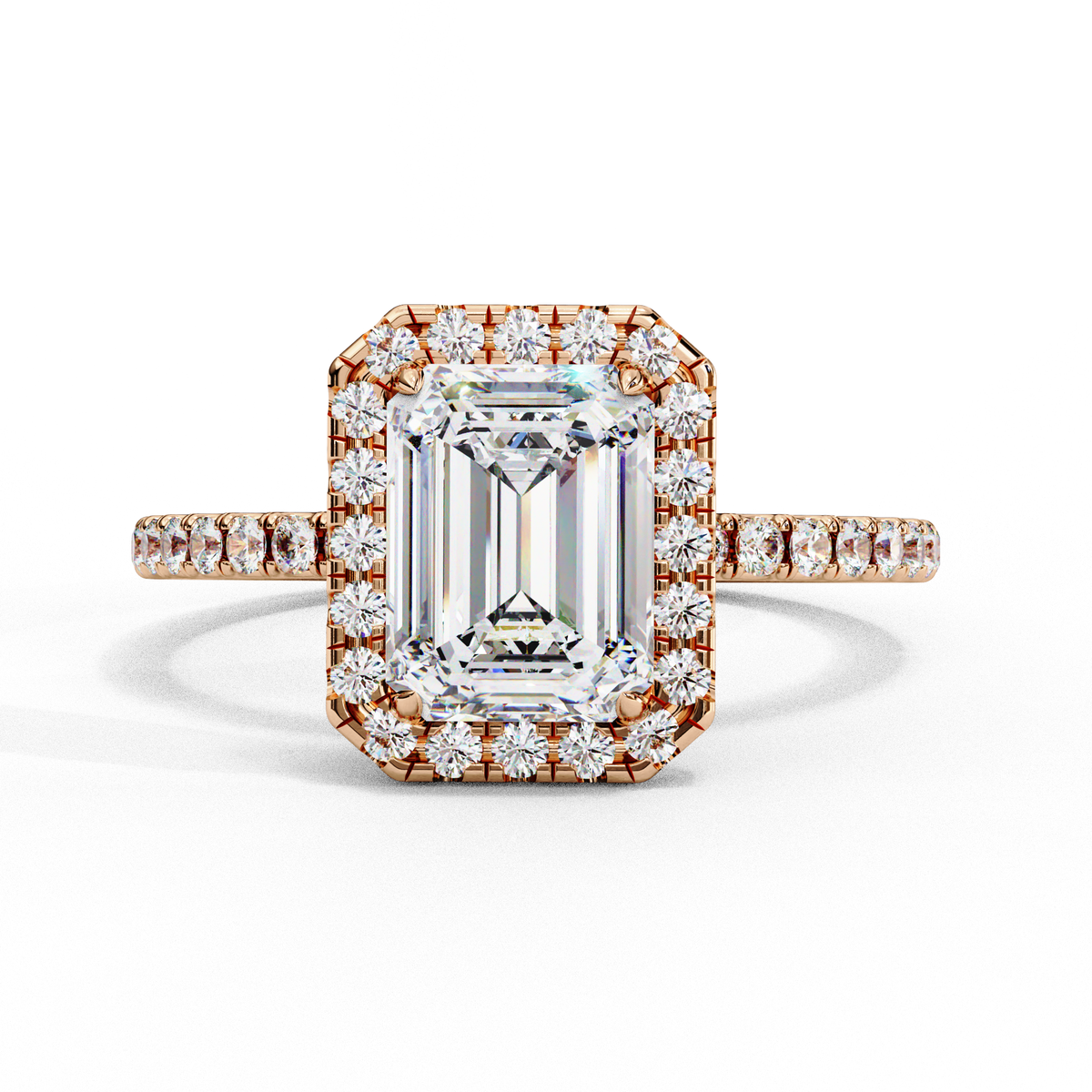 Emerald and Round Cut 2.02 Ct  Lab Grown Diamond Art Deco Cluster Delicate Style Engagement Ring Gift for Her - HIGHCARAT DIAMONDS