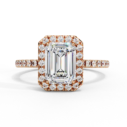 Emerald and Round Cut 2.02 Ct  Lab Grown Diamond Art Deco Cluster Delicate Style Engagement Ring Gift for Her - HIGHCARAT DIAMONDS