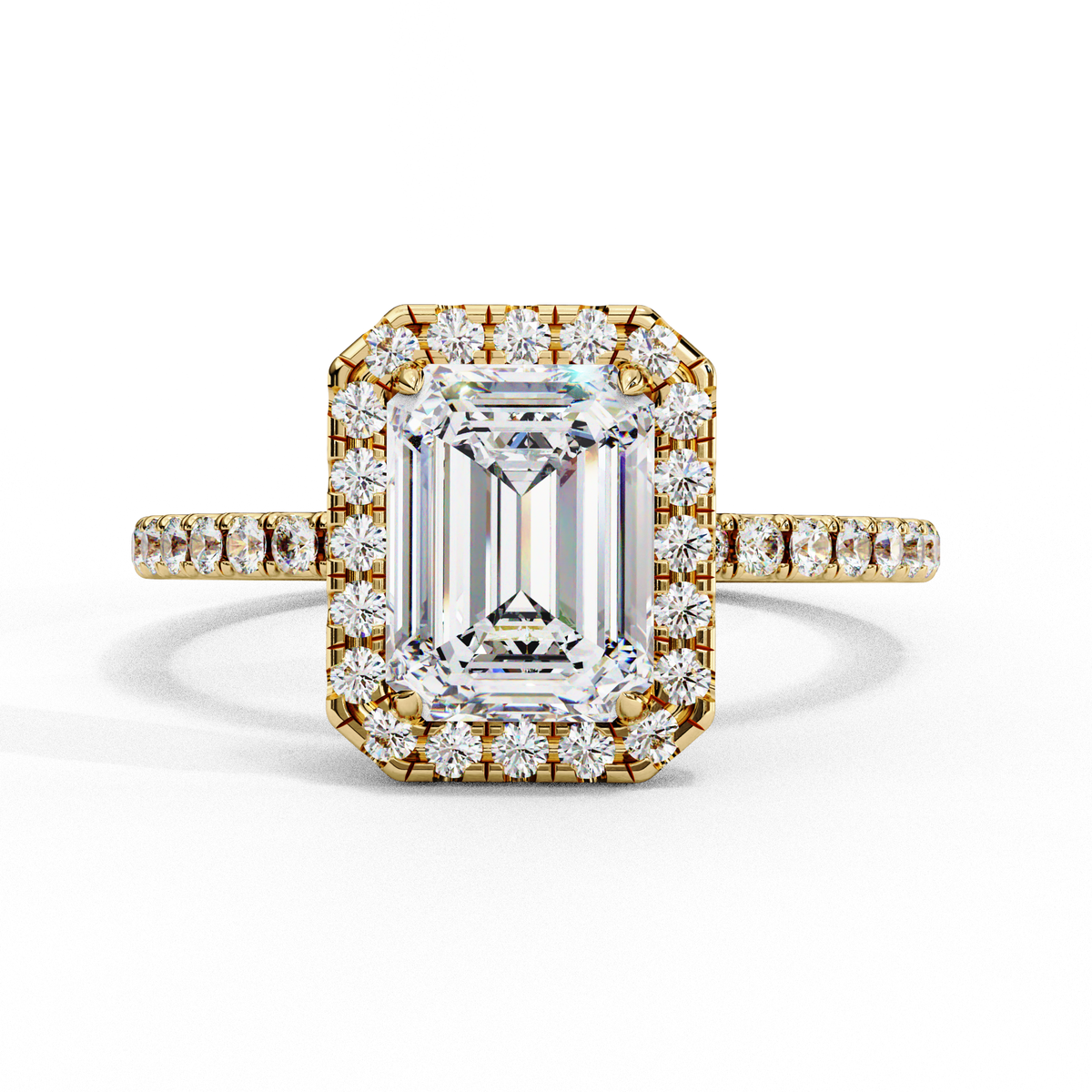 Emerald and Round Cut 2.02 Ct  Lab Grown Diamond Art Deco Cluster Delicate Style Engagement Ring Gift for Her - HIGHCARAT DIAMONDS