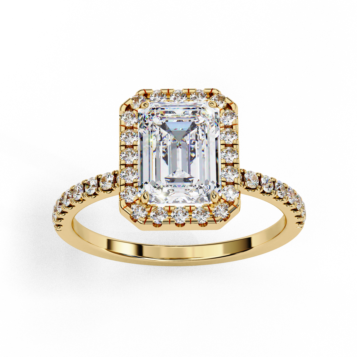 Emerald and Round Cut 2.02 Ct  Lab Grown Diamond Art Deco Cluster Delicate Style Engagement Ring Gift for Her - HIGHCARAT DIAMONDS