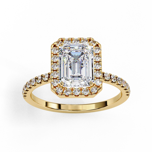 Emerald and Round Cut 2.02 Ct  Lab Grown Diamond Art Deco Cluster Delicate Style Engagement Ring Gift for Her - HIGHCARAT DIAMONDS