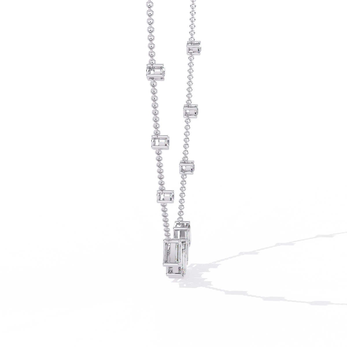 Emerald and Round Cut 3.28 Ct Lab Grown Diamond Unique Prong Set Multiple Necklace as a Gift for her - HIGHCARAT DIAMONDS