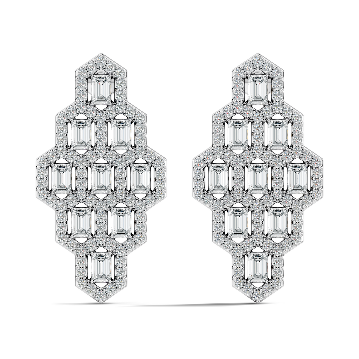 Emerald & Round Shape Natural, Lab Grown Diamond 18k Solid Rose Gold Dainty Wear Women Diamond Earrings - HIGHCARAT DIAMONDS