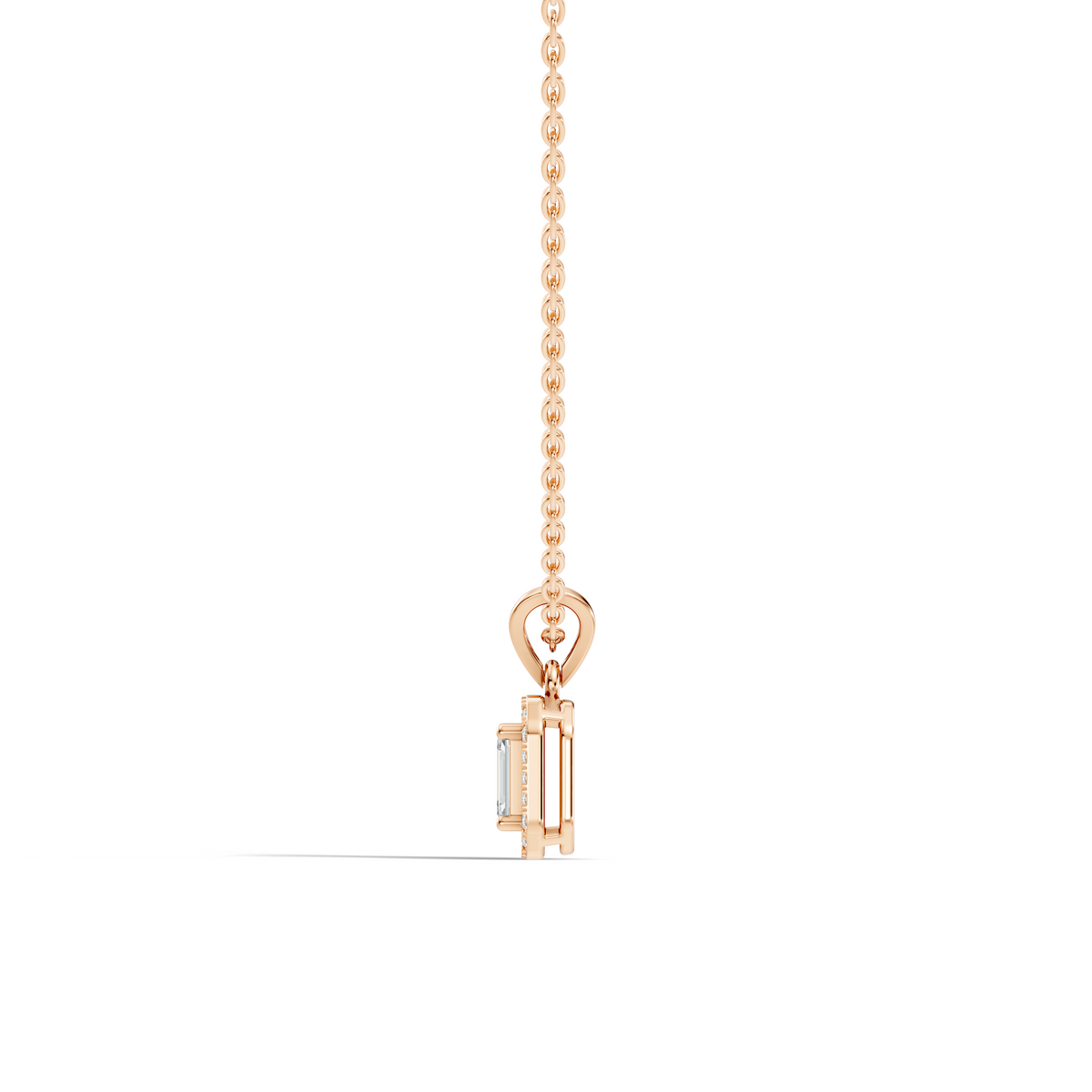Emerald Cut Lab-Grown Diamond Halo Pendant Perfect Gift For Women's - HIGHCARAT DIAMONDS