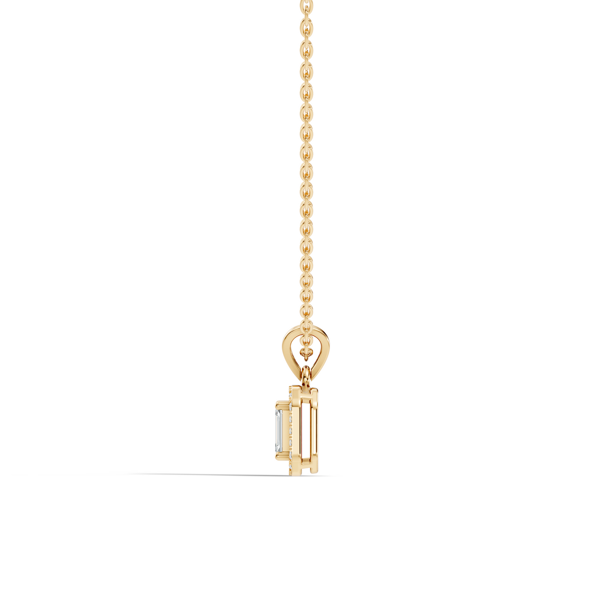 Emerald Cut Lab-Grown Diamond Halo Pendant Perfect Gift For Women's - HIGHCARAT DIAMONDS