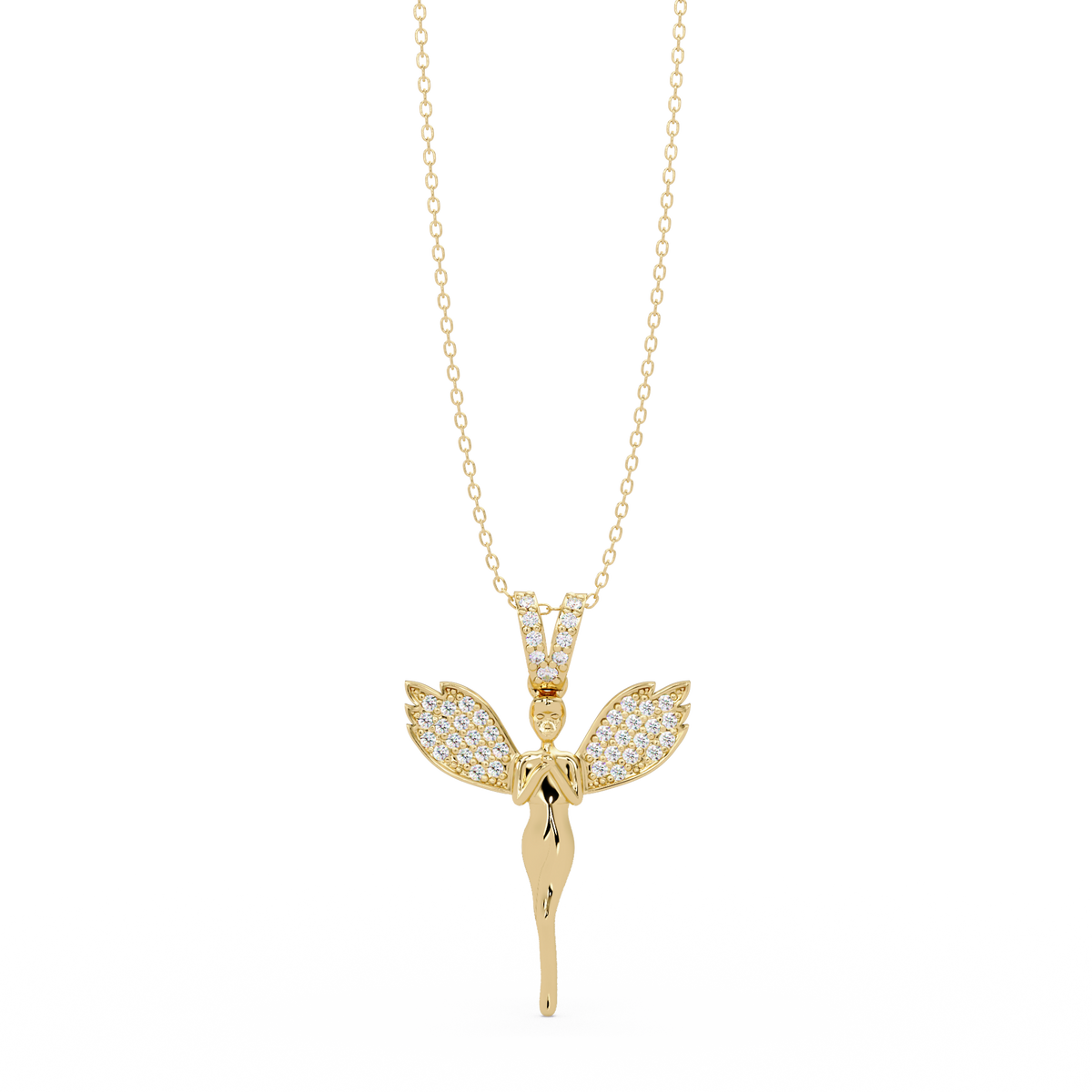 Fairy Wing Round Lab Grown Diamond Pendant - HIGHCARAT DIAMONDS