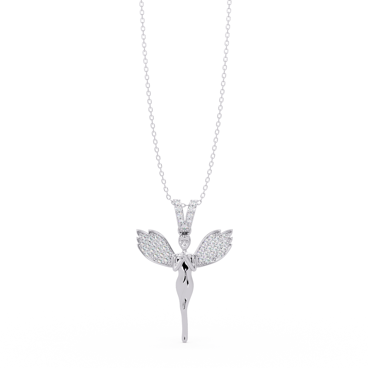 Fairy Wing Round Lab Grown Diamond Pendant - HIGHCARAT DIAMONDS