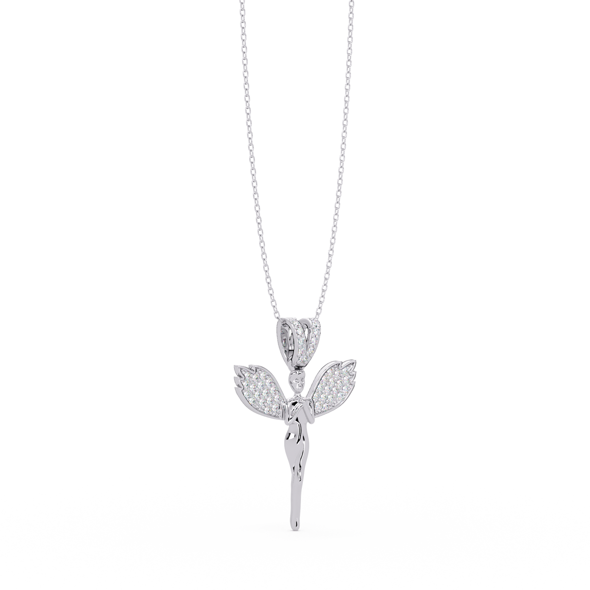 Fairy Wing Round Lab Grown Diamond Pendant - HIGHCARAT DIAMONDS