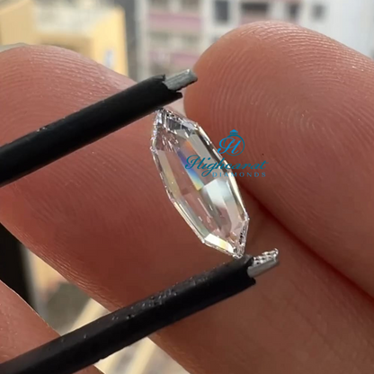 Marquise Step Cut Lab Grown Diamond with structured facets and clean reflections