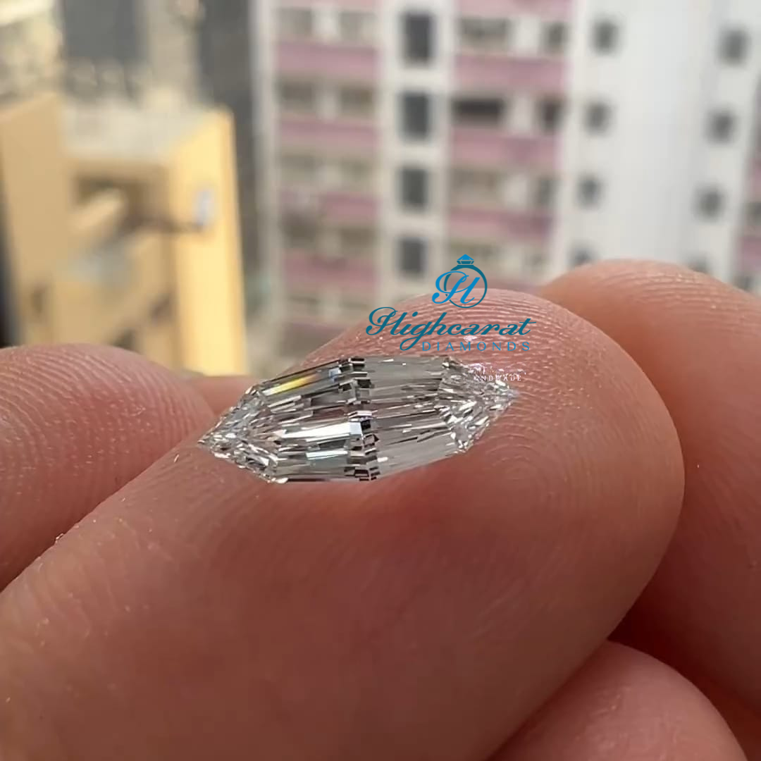 Certified Marquise Step Cut Lab Grown Diamond with balanced symmetry and clear brilliance