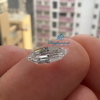 Certified Marquise Step Cut Lab Grown Diamond with balanced symmetry and clear brilliance