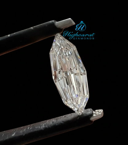 Fancy Marquise Step Cut Lab Grown Diamond featuring elongated proportions and mirror like faceting