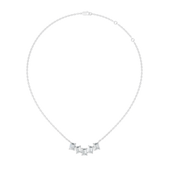 Rose gold bar necklace with emerald cut lab grown diamonds