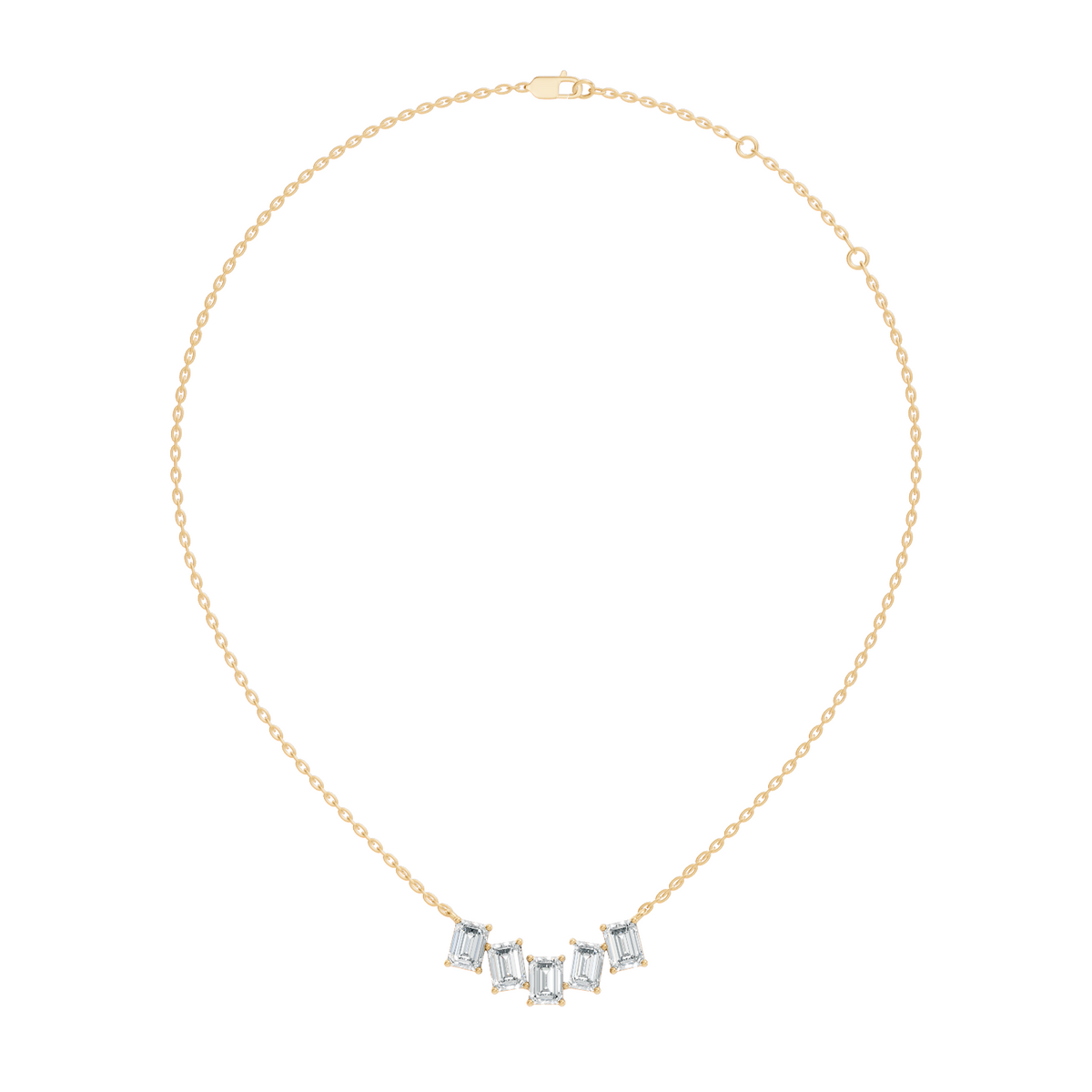 Five stone lab grown diamond necklace in rose gold finish