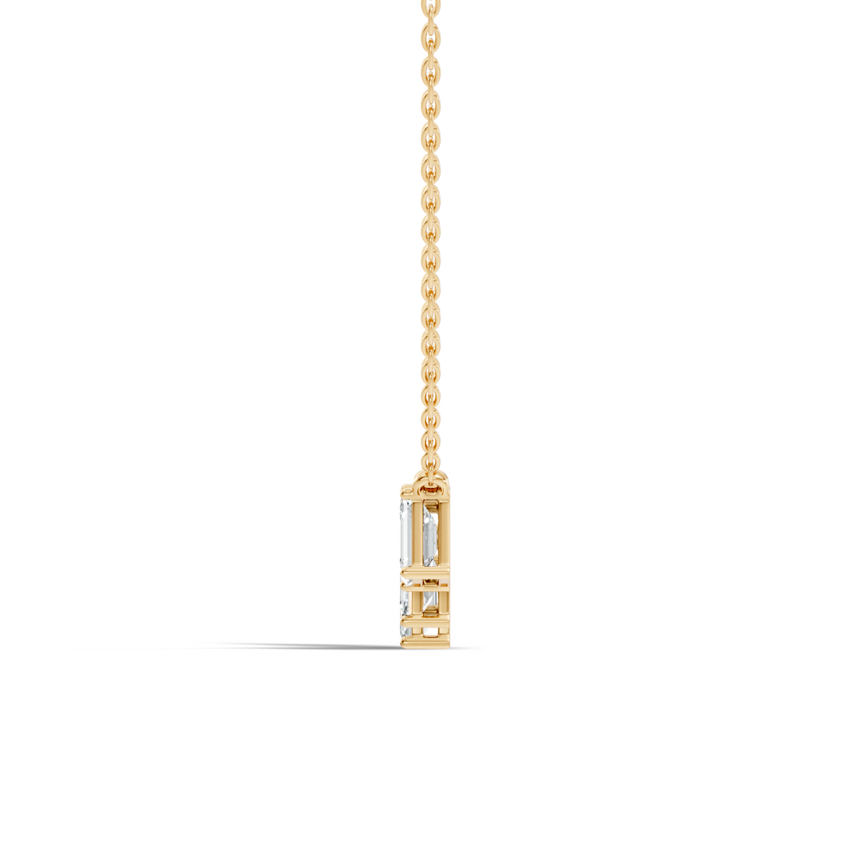 Horizontal emerald cut diamond necklace with clean line design