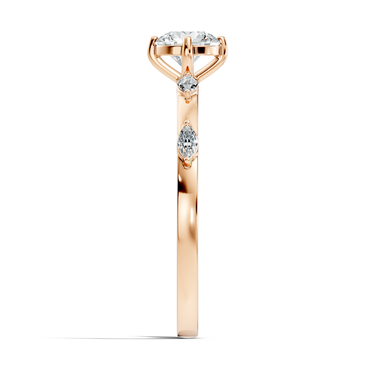 Solitaire Marquise and Round Cut Lab Grown Diamond Vintage Delicate Dainty Party Wear Ring For Her - HIGHCARAT DIAMONDS