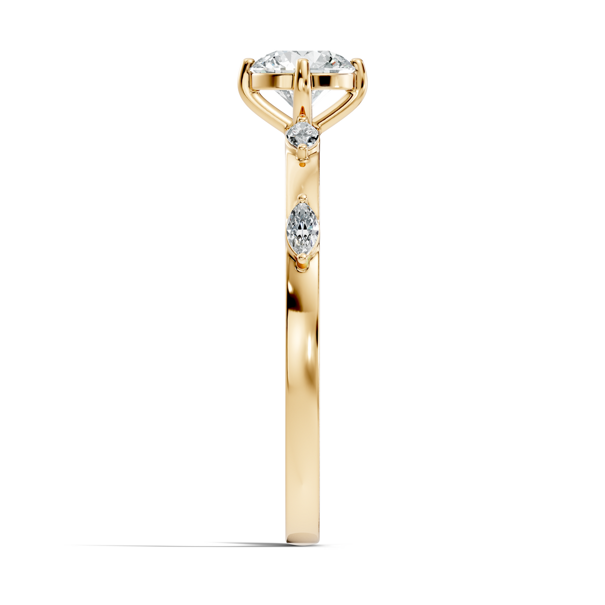 Solitaire Marquise and Round Cut Lab Grown Diamond Vintage Delicate Dainty Party Wear Ring For Her - HIGHCARAT DIAMONDS