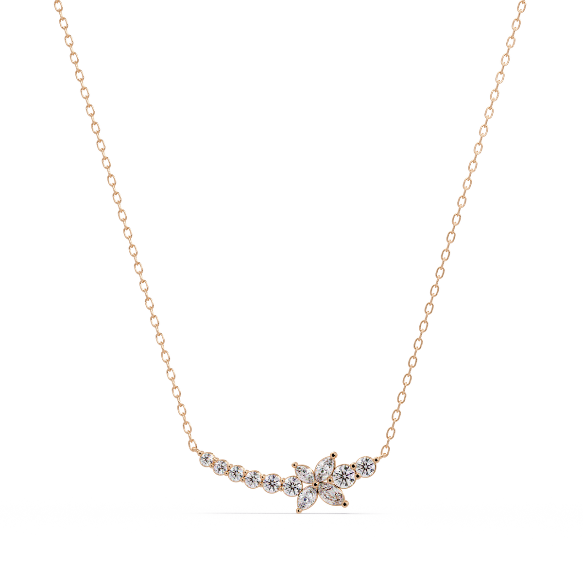 Floral Cluster Lab-Grown Diamond Necklace in White Gold - HIGHCARAT DIAMONDS